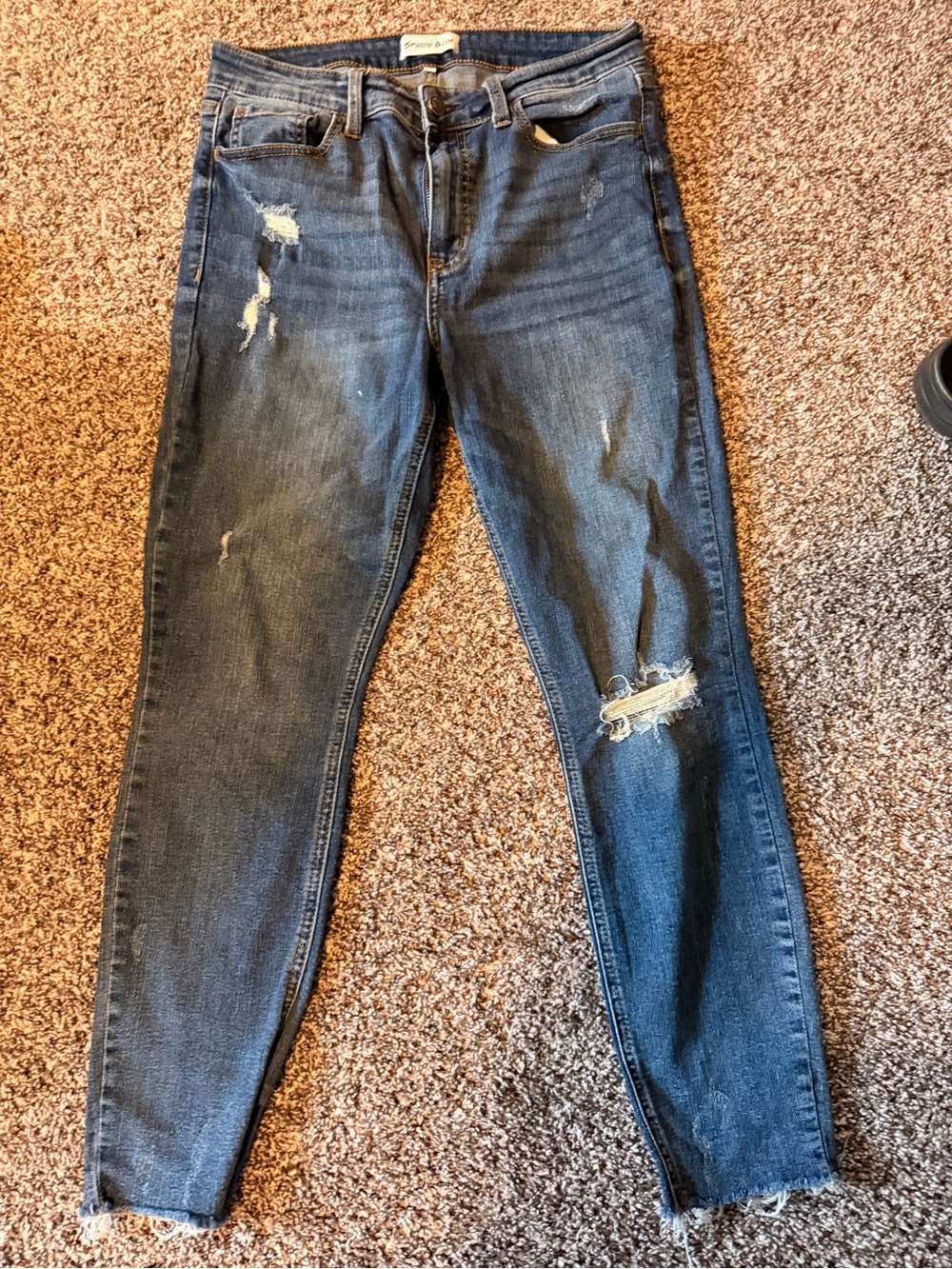 Studio Women's Skinny Distressed Jeans - Dark Blue